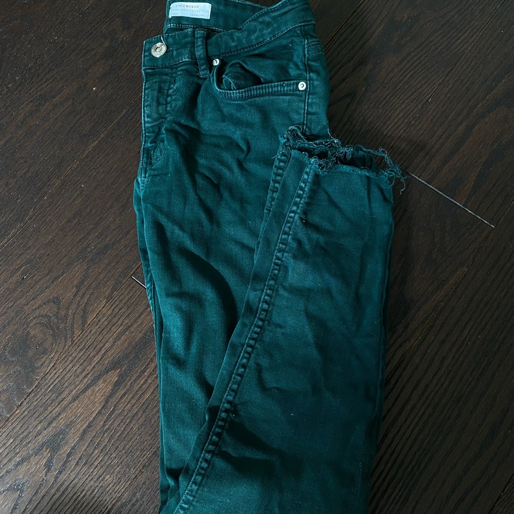 Zara Forest Green Skinny Jeans